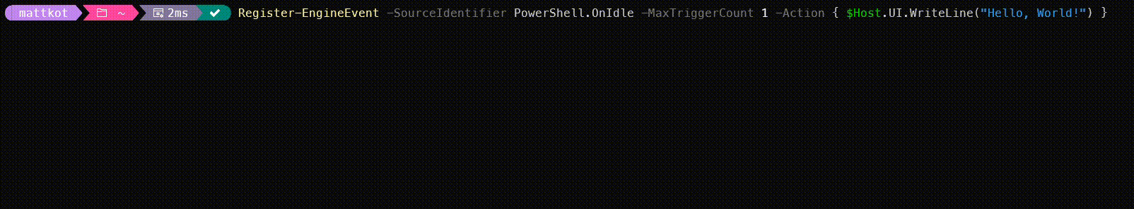 Example of using Register-EngineEvent to write to the host